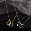 New 925 Silver Double Ring Heart Necklace Women Clavicle Chain Simple Elegant Wedding Jewelry Gift for Her