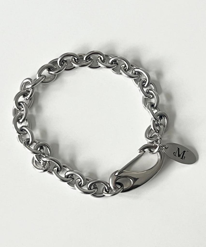 Mucent Hina Signature Clip Chain Surgical Steel Bracelet (Silver)