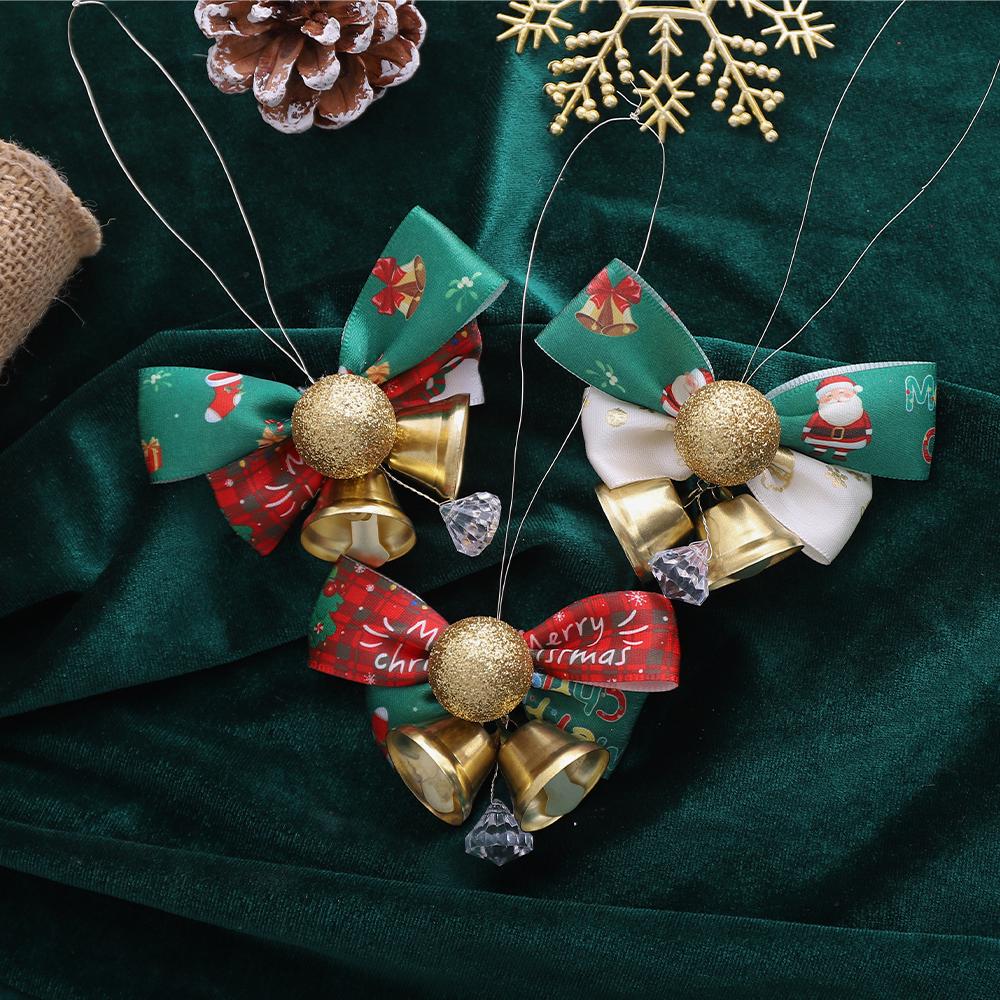 3Pcs Bow Bell Christmas Tree Pendant Christmas Supplies Decoration Ornament for Home Decor New Year 2026 Navidad DIY Accessories