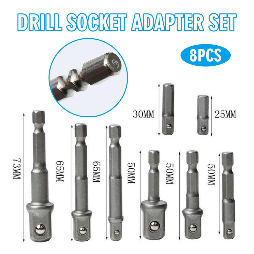 

PDTO 8 шт. Набор переходников для сверл с ударной гайкой, шестигранная бита 1/4 дюйма, 3/8 дюйма, 1/2 дюйма