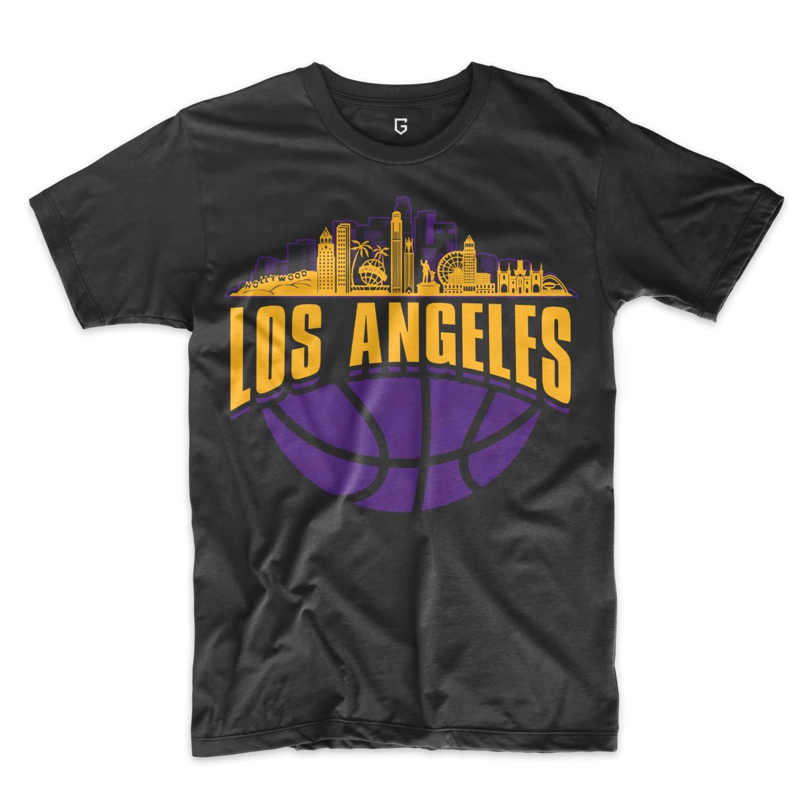 Los Angeles Basketball Skyline Men s T-Shirt L