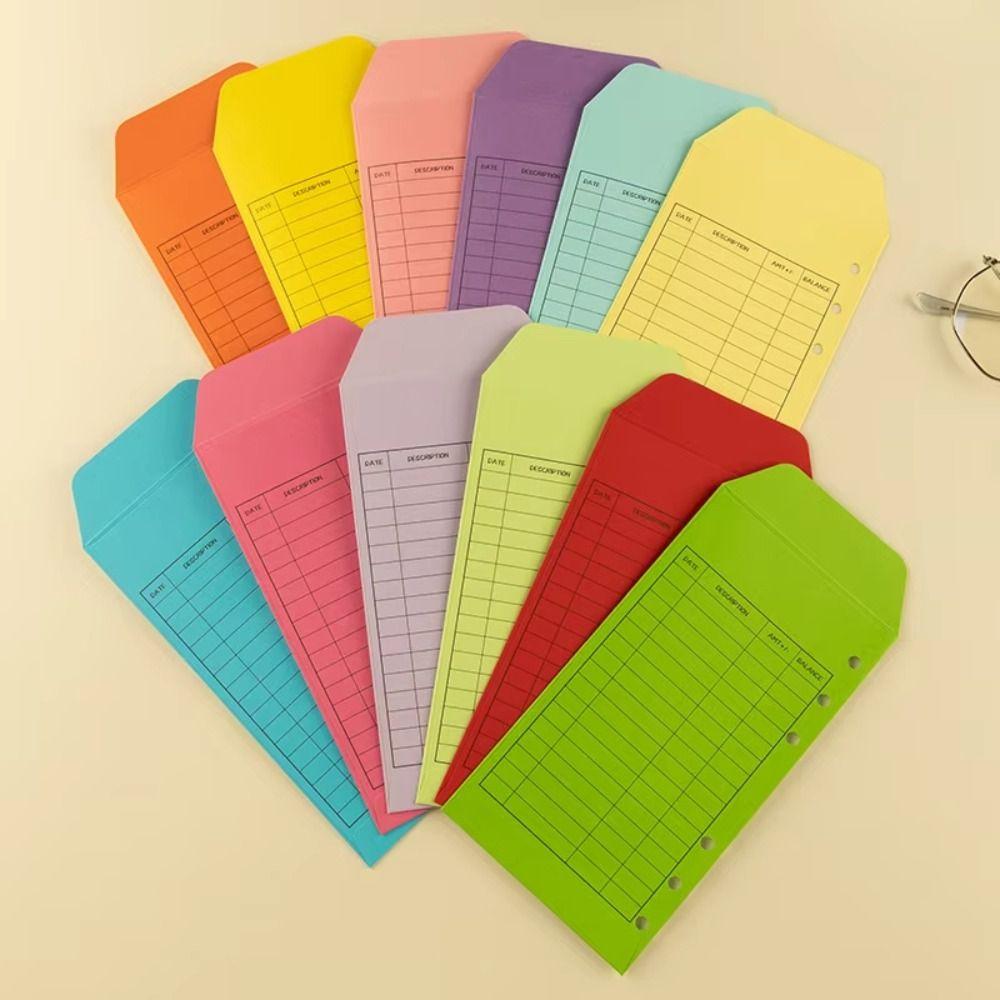 12pcs/set Cardstock Cash Envelope Thickened Kraft Paper Envelopes Budget Envelope  Daily Expenses