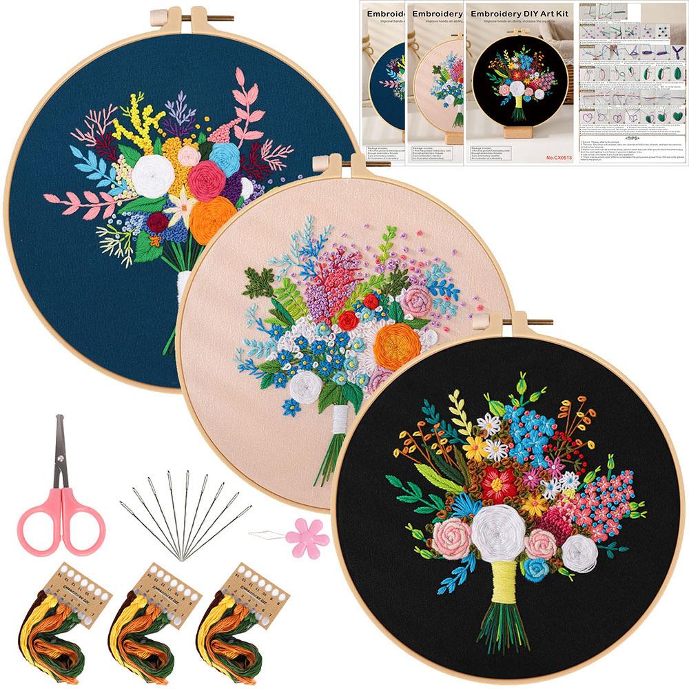 New Diy Handmade Embroidery Material Bag Flower Bouquet Hand Bouquet European Love Lover