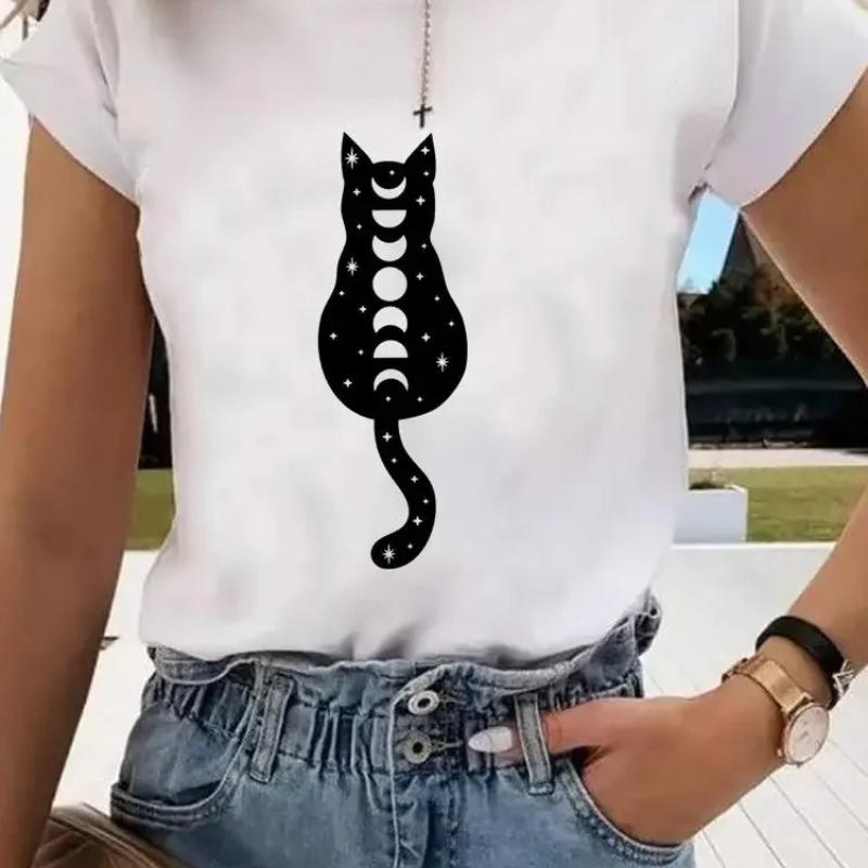 Short Sleeve Print Clothes Women Spring Summer FeUnisex Tee Fashion Cat Love Sweet Valentine Shirt Lady Graphic Tshirt Clothing
