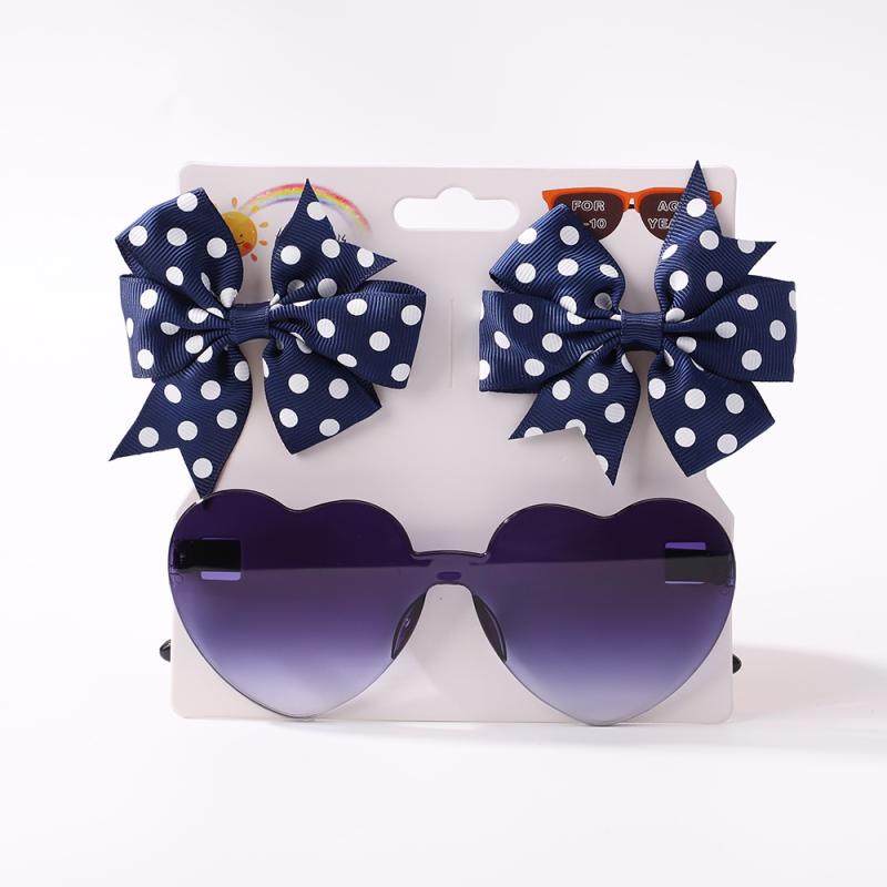 3Pcs/lot headwear sunglasses set lovely polka dot hair clips for girls hair bangs side clip casual travel peaches sunglasses