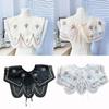 Wave Edge False Collar Embroidered Collar Lace Up Neckline Detachable Fake Collar DIY Floral Embroidery Doll Lapel Shawl