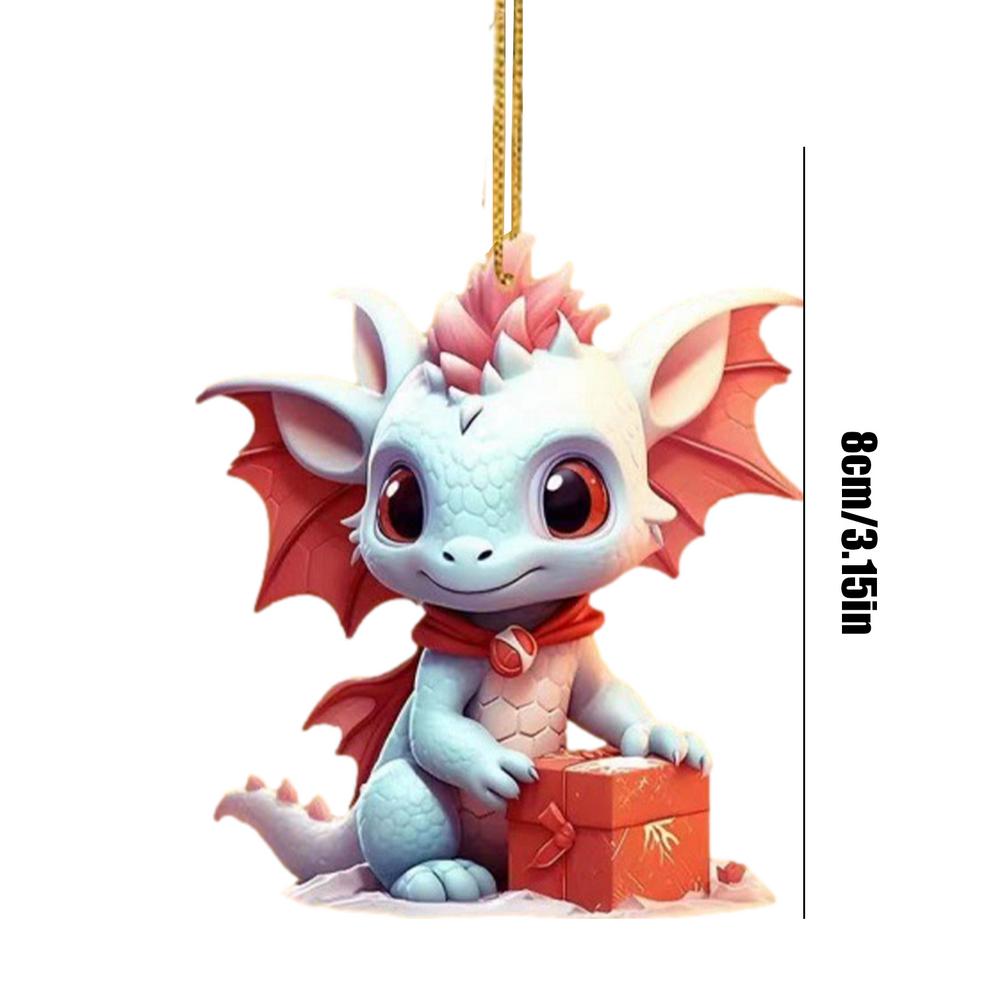 Christmas Dragon Car Dashboard Ornaments 2D Acrylic Dragon Pendant Charm Christmas Dragon Character For Vehicle Decoration