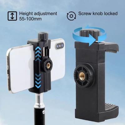 NEW 1/4 Inch Screw Tripod Mount Adapter Universal Two-hole Cellphone Clamp Adjustable Support Bracket Vlogging