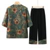 Plus Size Women's Mid-Sleeve Tang Suit Top & Pants Set - Stylish Spring/Autumn Chinese Style for Mom