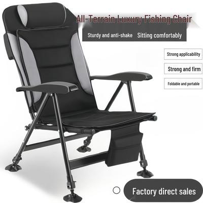 B Carbon Steel European Multifunctional Folding Fishing Chair - New Style, Thickened & Enlarged for Leisure