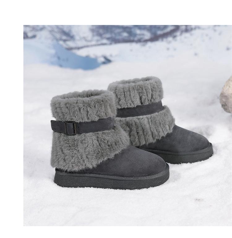 

Мао Мао зимние сапоги женские зима 2025 новые флисовые утолщенные исландские короткие сапоги брюки толстая подошва большая голова Северо-восточные хлопковые туфли 42 серый