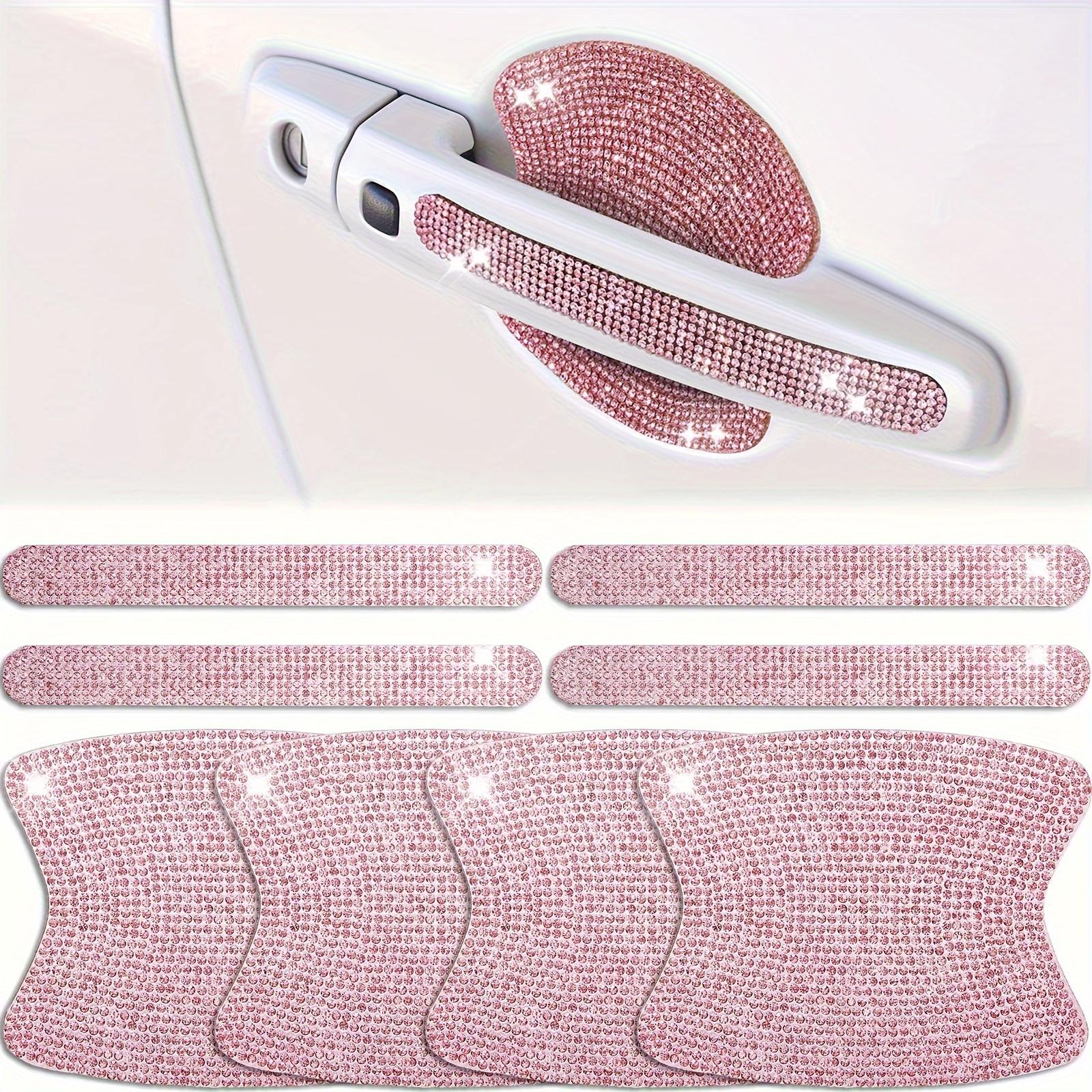 

8pcs Golden Glitter Car Door Handle Protection Stickers, Crystal Rhinestone Glitter Car Door Handle Cup Scratch Protection Decal Universal
