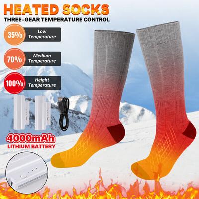 Winter Electric Heated Socks USB Rechargeable Battery Shoe Boot Foot Warmer