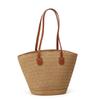 Handgefertigte Strohtasche mit großem Fassungsvermögen für Damen, Sommerneuheit, Urlaubs-Strand-Strohtasche, gewebte Eimertasche, Tragetasche