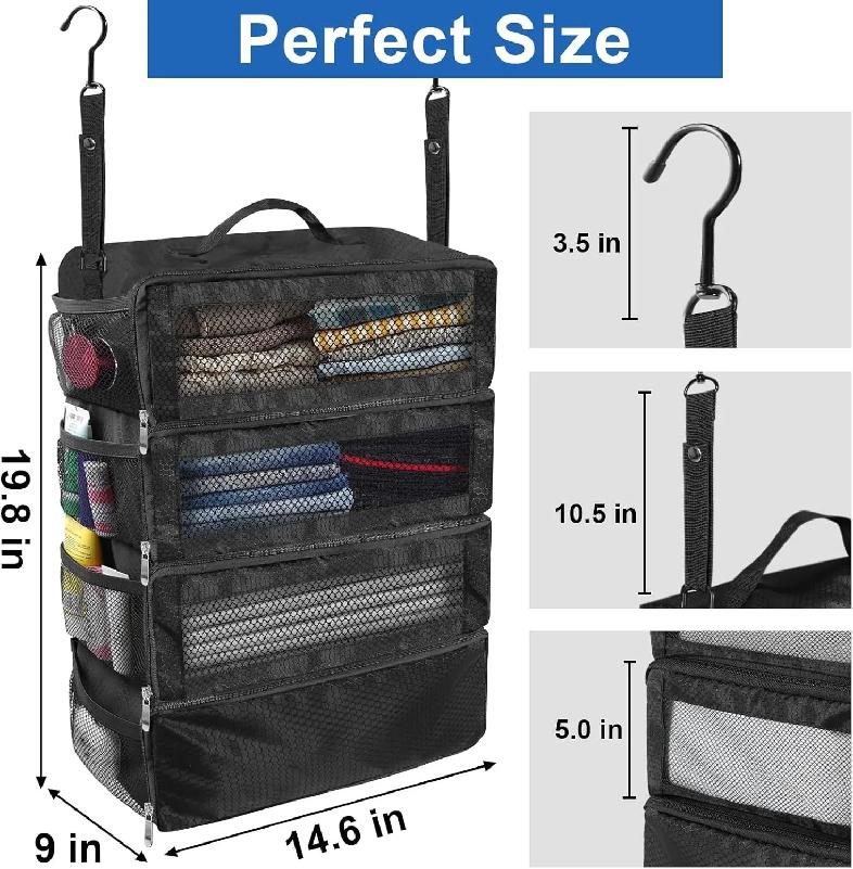Koffer Organizer Hoge Capaciteit Reis Bagage Organizer Hangende Plank Pakkubus Kast Opvouwbare Hangende Opbergzakken