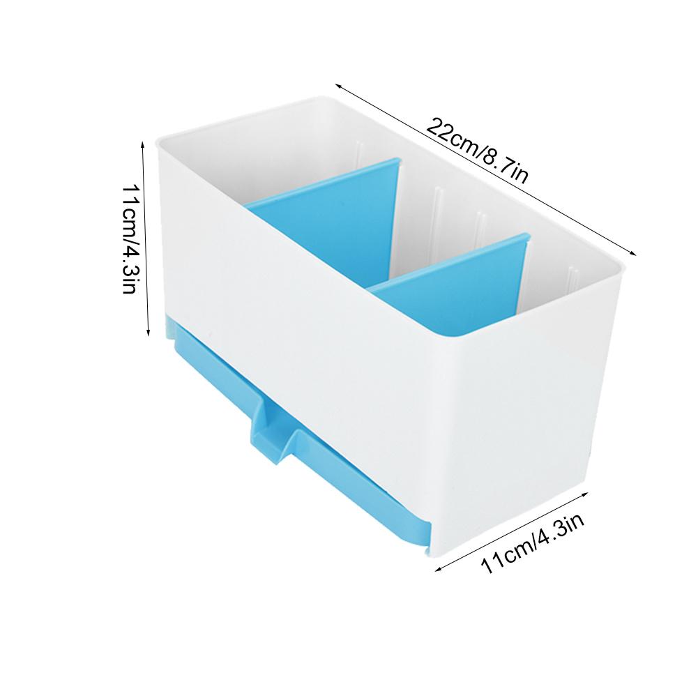 Separated Washable Kitchen Draining Rack Spoon Chopsticks Storage Box Holder Organizer (Blue)