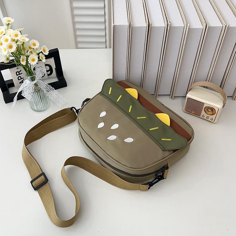 

День бургер вышивка милый личность сумка-мессенджер женская мультфильм повседневная студенческая универсальная сумка через плечо зелёный