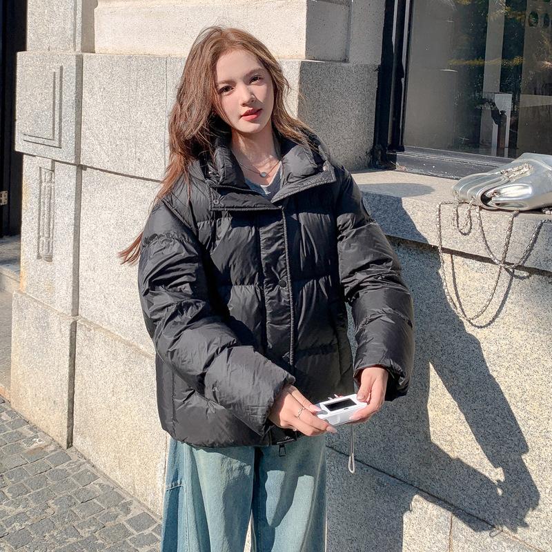 

Женский пуховик оверсайз с капюшоном на зиму XL чёрный