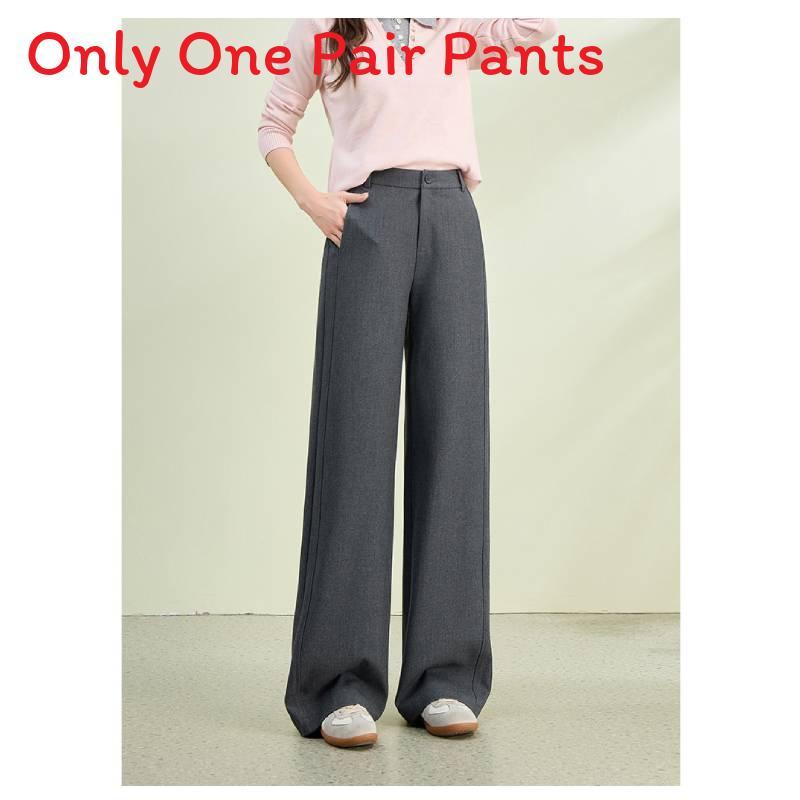 Womens Relaxed Tencel Wool Blend High Waist Wide Leg Casual Pants For Office And Weekend Wear