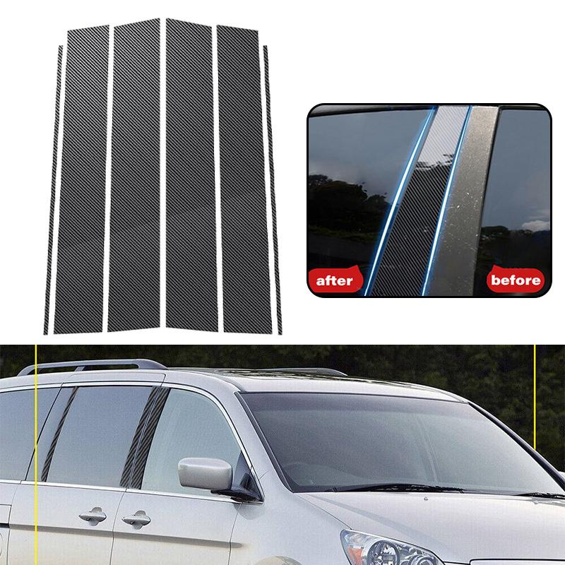6ks Sloupky do auta pro Honda Odyssey 2005 2006 2007 2008-2010 Lesklé černé Nálepky na lemování oken dveří Dekorativní doplňky