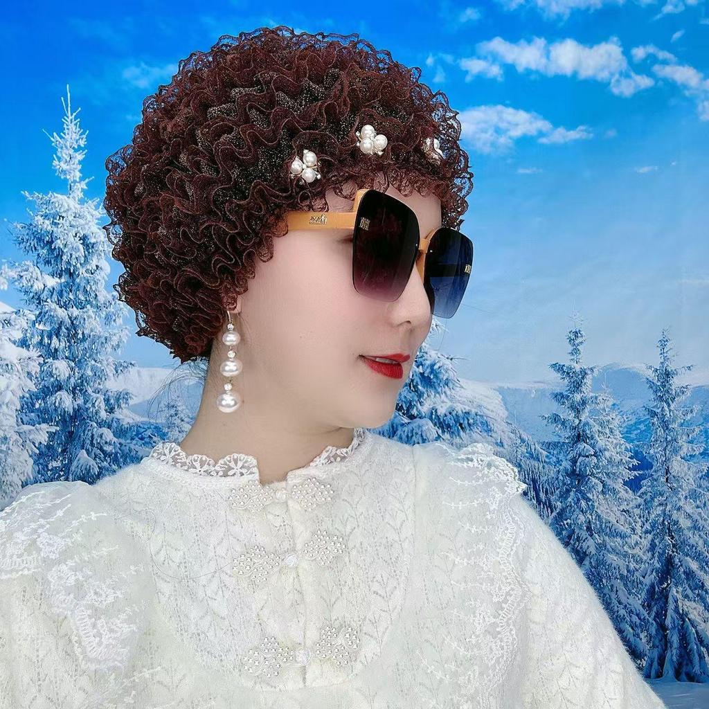 2025 Four Seasons Lace Hat: Windproof White Head Cover with Small Flowers