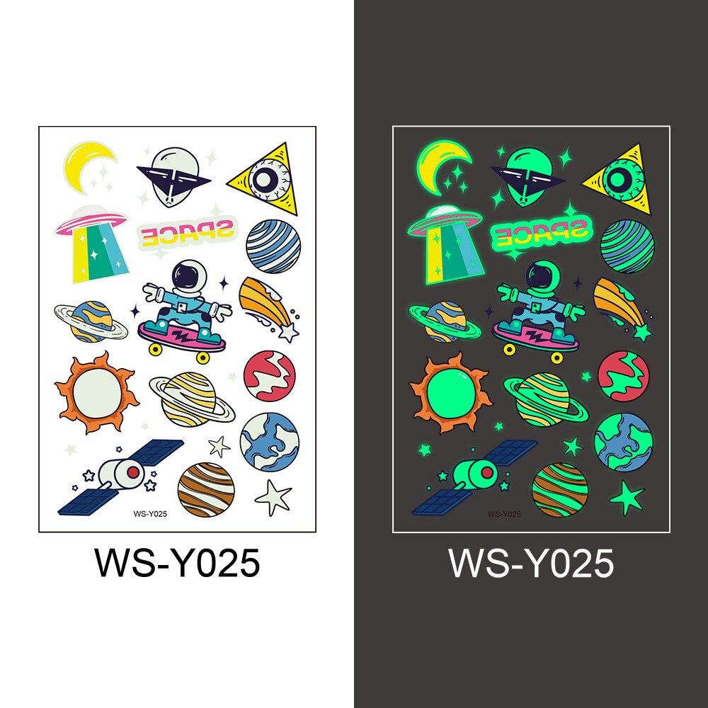 Kids Tattoo Stickers Luminous Temporary Fake Tattoos Glow Paste on Face Arm Leg for Children Body Art Mermaid Sticker