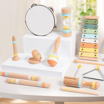 Early Education Children'S Simulation Musical Instrument 9-Piece Set Orff Percussion Instrument Drum Rattle Sandhammer Toy Music Set