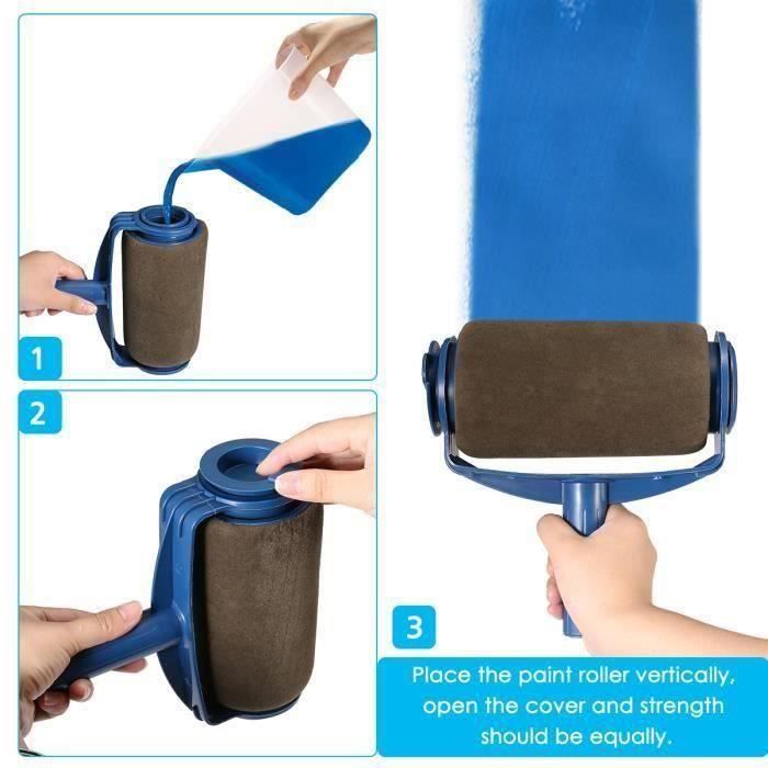 8 pièces Kit Rouleau de Peinture Paint Runner Pro Rouleau Brosse Outil poignée peinture brosse à rouleaux pour Peintre Mur Plafond Décor