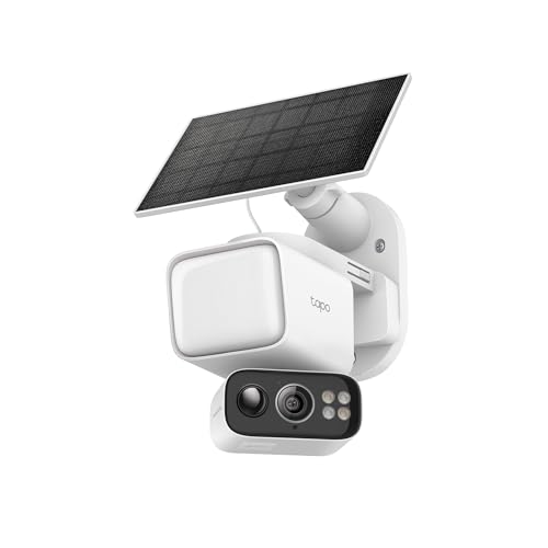 Tapo Outdoor Security Camera, Solar Powered, No Wiring Required, Sensor Light, 800 Lumens, Automatic On/Off, 2K 3MP, 360° Pan/Tilt, AI Detection, Full