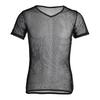 Men V-Neck Color Short Sleeve Hollow Tops Breathable Casual Style Tops