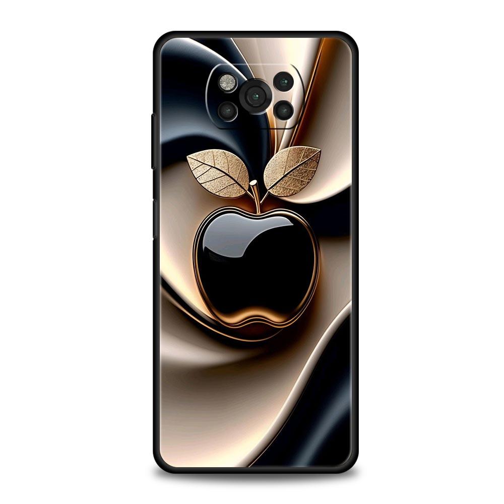 Happy Black Apple Phone Case Cover  for Xiaomi Poco F7 Ultra F6 F5 F4 F3 X6 X5 X4 X3 NFC C51 C55 M4 GT 5G Soft TPU Shell Fundas