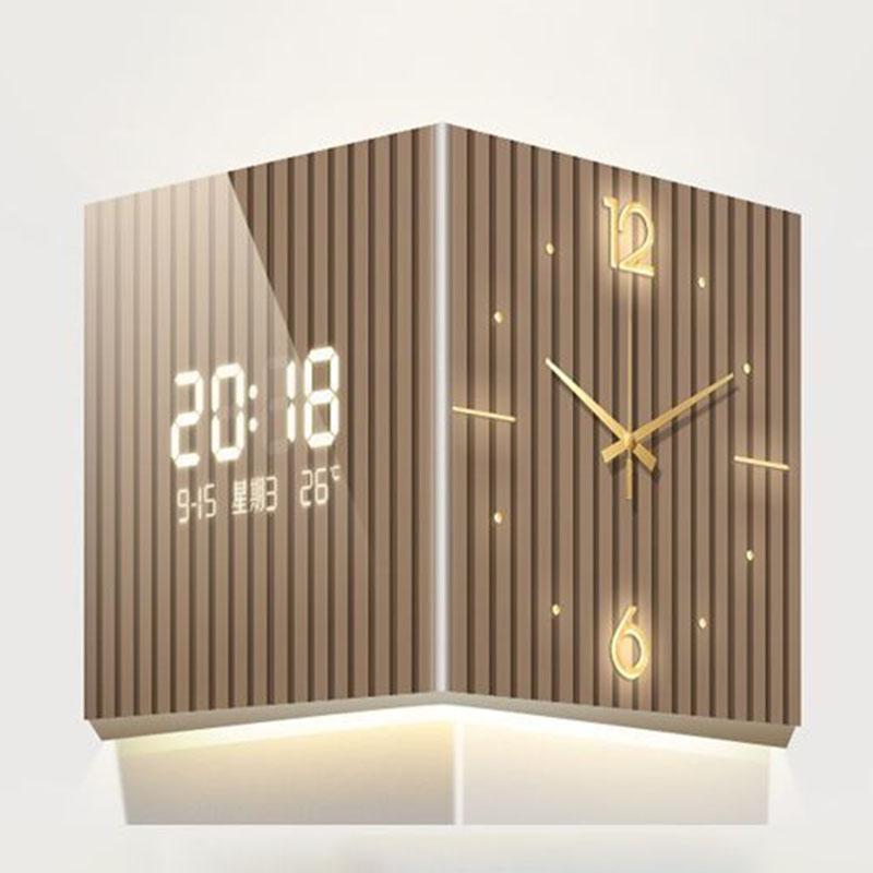 

Modern Wall Clock Decorative Led Digital Clock Large Temperature Clocks Office Interior Calendar Clocks Aesthetic Room Decor 30x30cm коричневый