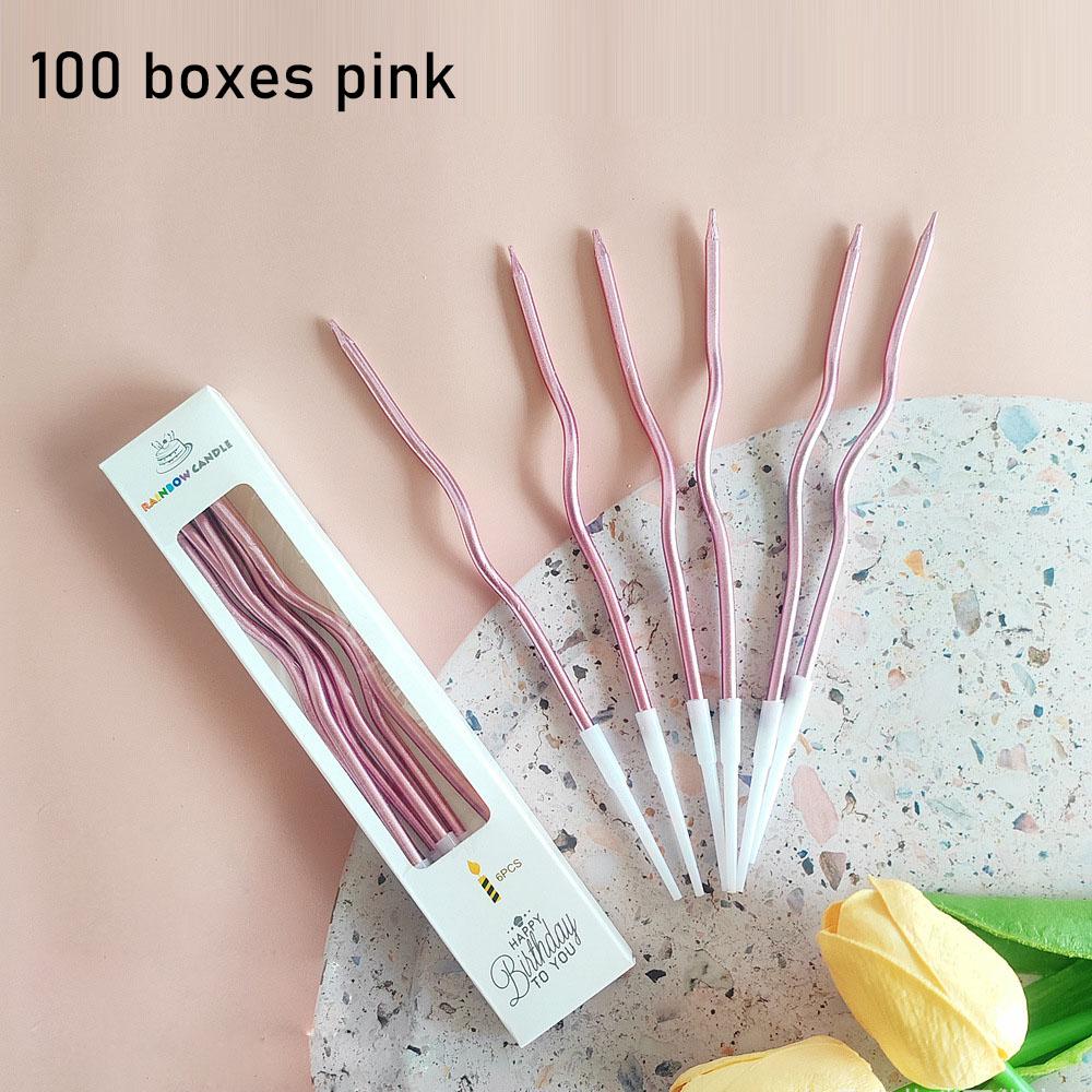 

Wholesale 100x 6Pcs/set Curved Cake Candles Birthday Baby Shower Gender Reveal Cupcake Decorating Candle Toppers Wedding Party