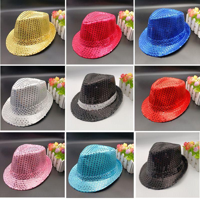 Trilby Hat Sequin Cap Sequinned Dance Party Costume Mj Jazz Fedora Performance