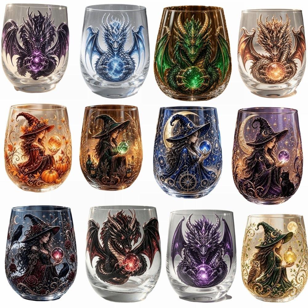 Gruseliger 2D-Druck Halloween Glasdrache Hexe Halloween Kunst Tasse Kürbis Dunkler Stil Kaffeetasse Halloween Party