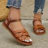 Fashion Shoes for Women 2025 New Summer Women Flat Bottom Sandals Roman Strap Non Slip Rubber Soles Fashion Ladies Daily Sandals Women