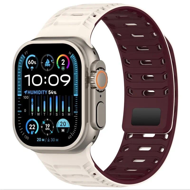 Silicone Magnetic Bands Loop Strap for Apple Watch 49mm 46mm 45mm 44mm 42mm For iWatch Series 11 10 9 8 7 6 5 4 3 2 SE 3 Ultra 3