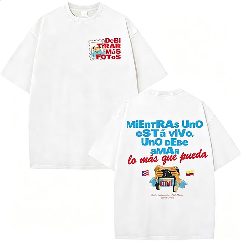 Rapper Bad Bunny Magliette Vintage Debi Tirar Mas Fotos DTMF T-shirt Abbigliamento Uomo Moda Maglietta Alta Qualità Coppie