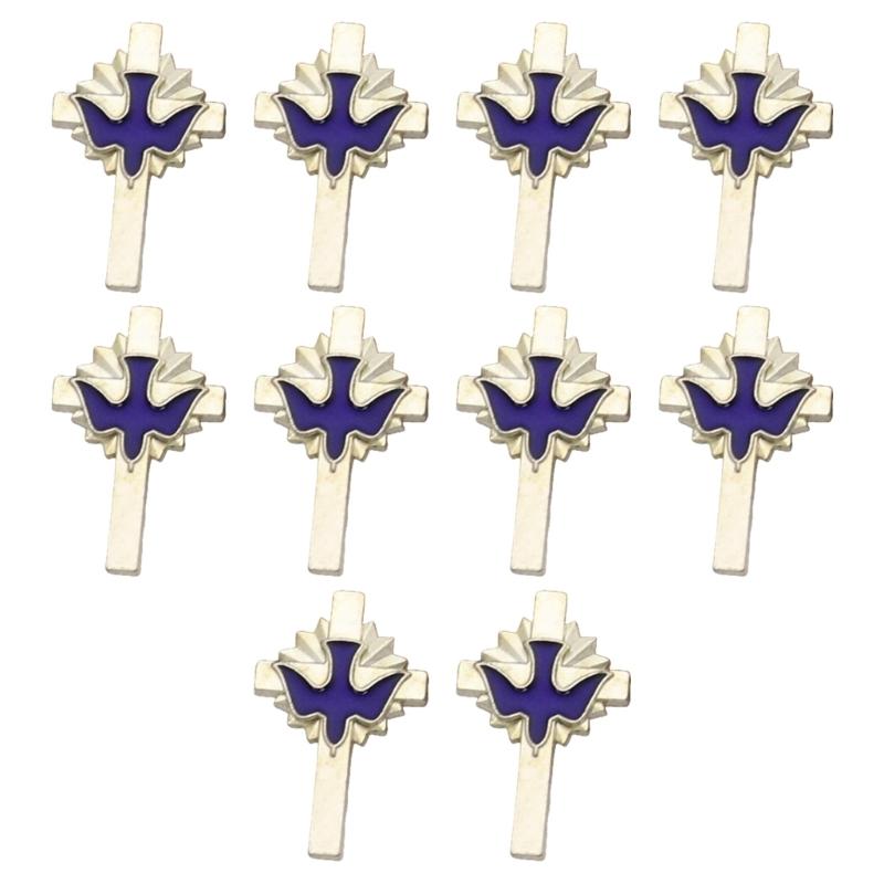 

10Pcs Crucifix Detail Bird Brooch Lightweight Corsage Pin For Gift Giving Anniversary Celebrations Secure Fastening