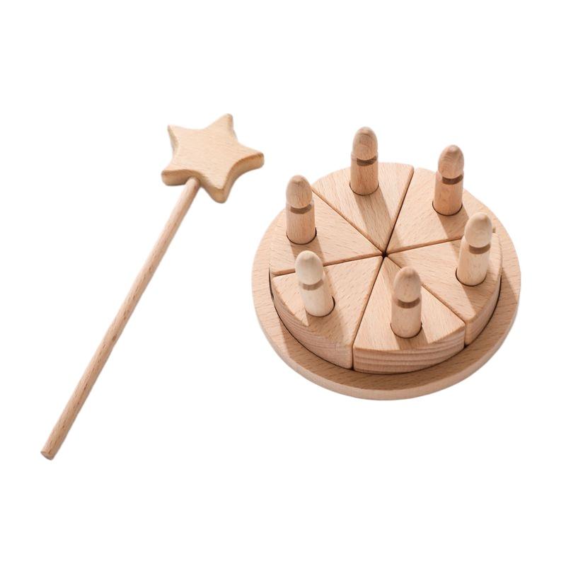 Wooden Toys  Wooden Birthday Cake  Baby Toys  The Cake Blocks Cognitive Toy for Baby  Wooden Cake  Play House Toys Wooden Block бежевый