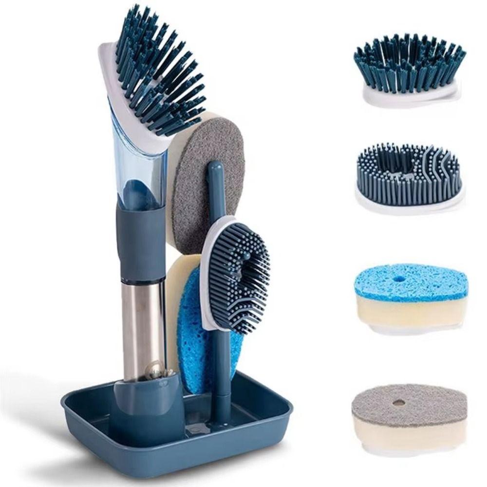 3 In 1 Kitchen Cleaning Brush Liquid Dispenser Pot Washing Brush Scrubber Brush Sink Cleaning