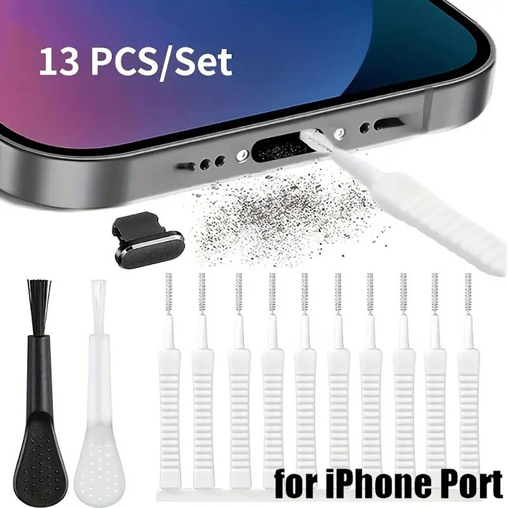 

Mobile Phone Charging Port Type C Dust Plug for iPhone 16 15 14 Pro Max Cleaner Kit Computer Keyboard Cleaner Tool Clean Brush