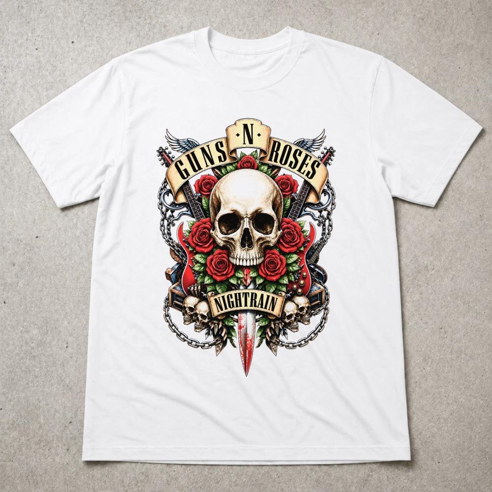Guns N Roses Nightrain T Shirt Skull Roses Rock Metal Band Tee Adults Kids 2XL