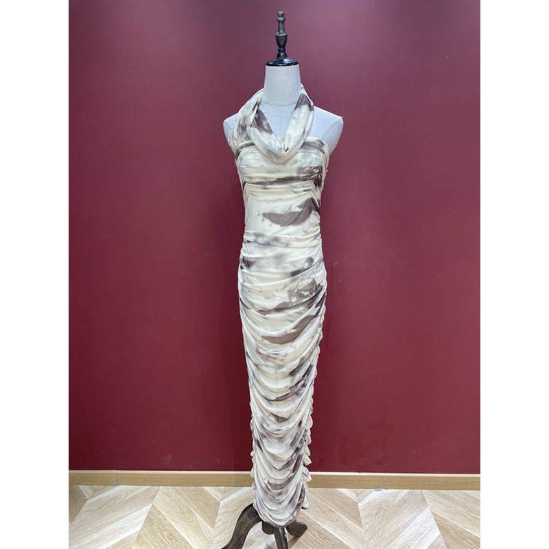 2025 Spring and Summer New Beauty To Aphasia Niche Holiday Style Tie-dye Elements Tube Top Dress Long Dress