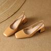 Elegant Slingback Sandals Women Summer Shoes Pink Black Nude Medium Heels Pumps Close Toe Office Party Shoe Female Large Size 45