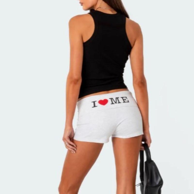 Aesthetic Women's Short Letter Printing Casual Harajuku Drawstring Elastic Waist Cycling Shorts Y2K Gothic