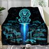 Moon Unicorn Girl Fleece Blanket, Fantasy Throw