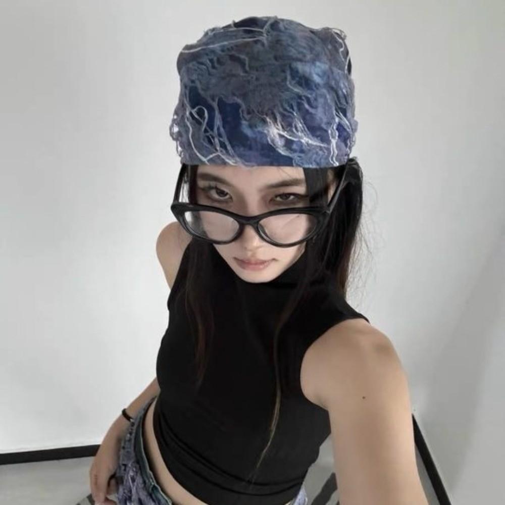 Y2K Wasteland Style Hair Scarf Hip Hop Distressed Ripped Tube Top Tie-dye Hair Band  Spicy Girls