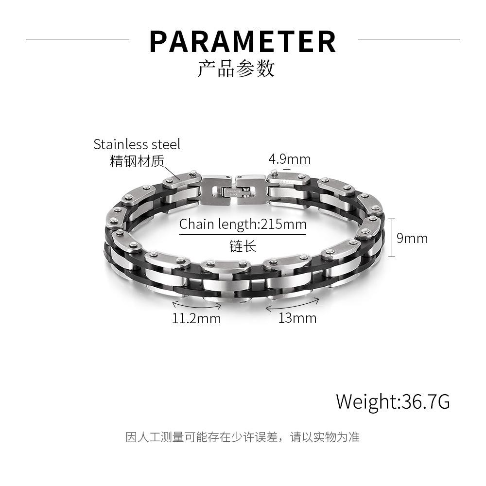 Fashion Bracelet Men s Stainless Steel Hip-hop Trend Retro Silicone Personalized Titanium
