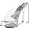 Women Transparent Crystal High Heel Sandals Nightclub Party Catwalk Show Internet Celebrity Waterproof Platform Stiletto Sandals